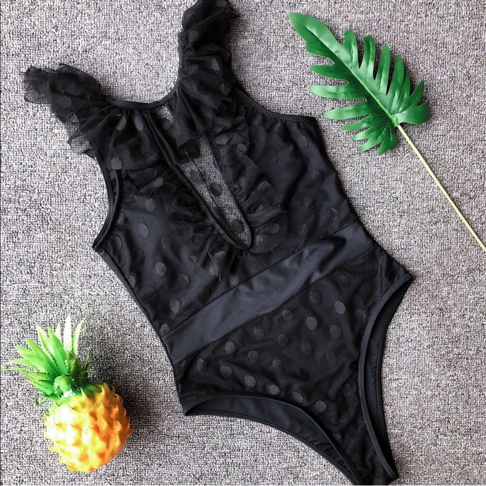 209. Polka meshed Monokini - Picture 4 of 6